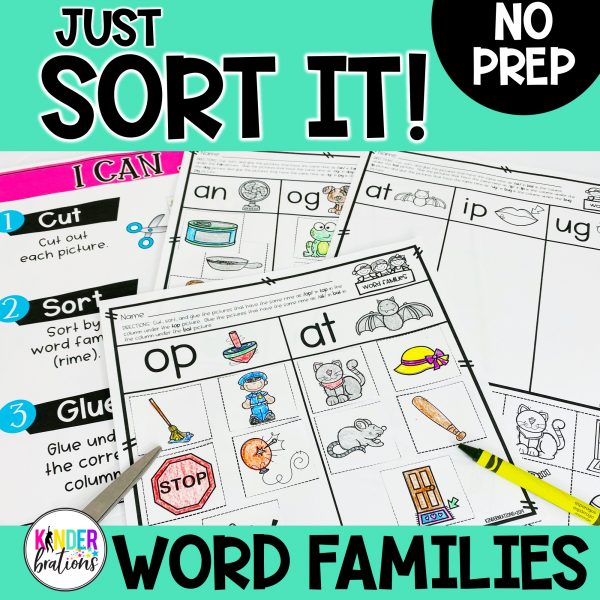 Just Sort It! Word Family Short Vowel Sound Picture Sorts - Phonemic Awareness Cover