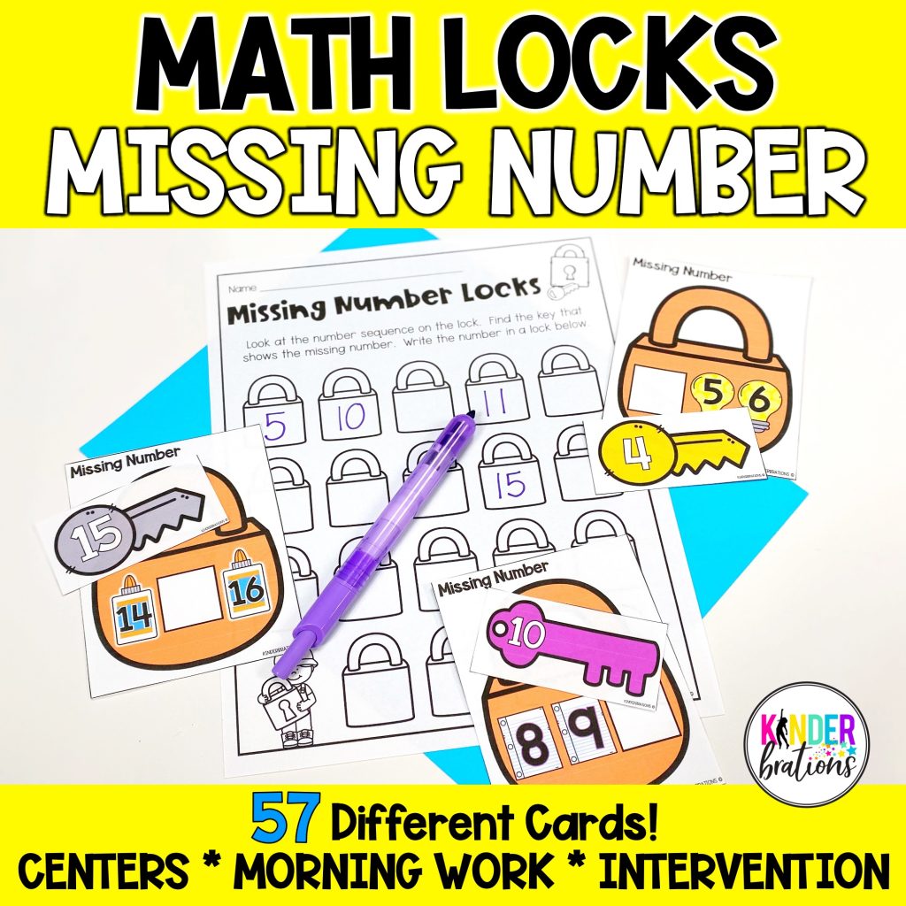 Missing Numbers 0 to 20 Math Locks | Math Centers and Activities ...